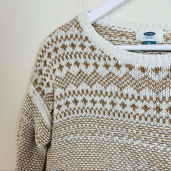 Old Navy Cream & Orange Vintage Knit Pattern Sweater - Picture 5 of 6